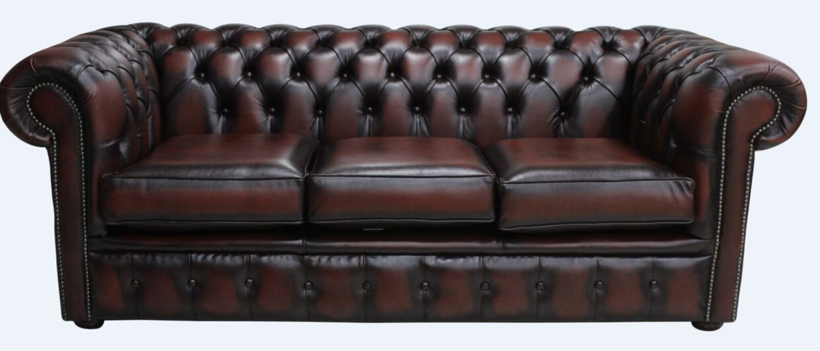 Product photograph of Chesterfield 3 Seater Antique Rust Leather Sofa Offer from Designer Sofas 4U