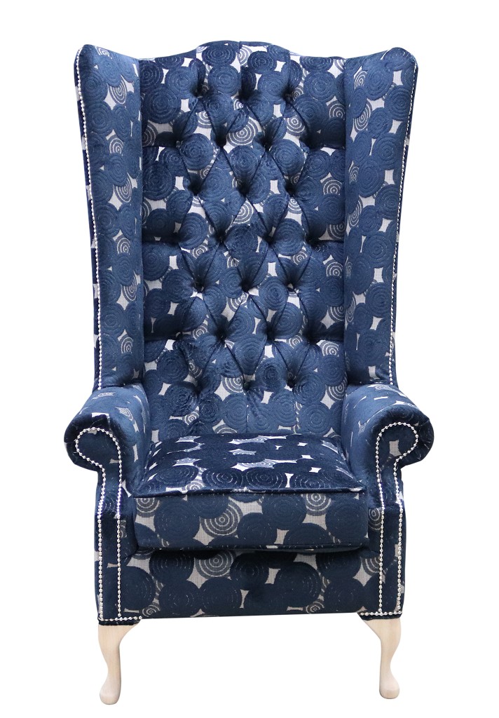 Blue velvet high online back chair