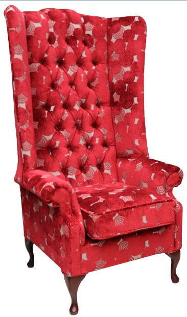 red velvet high back chair