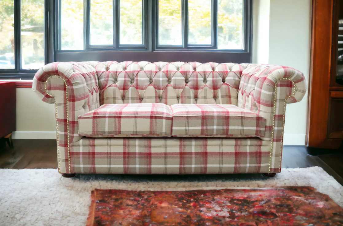 Barnegat Plaid Upholstered Custom Modern Sofa, Barnegat Plaid