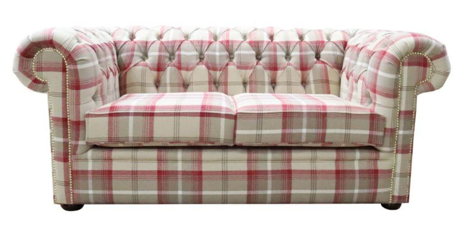 Product photograph of Chesterfield Tartan 2 Seater Sofa Balmoral Cranberry Fabric from Designer Sofas 4U