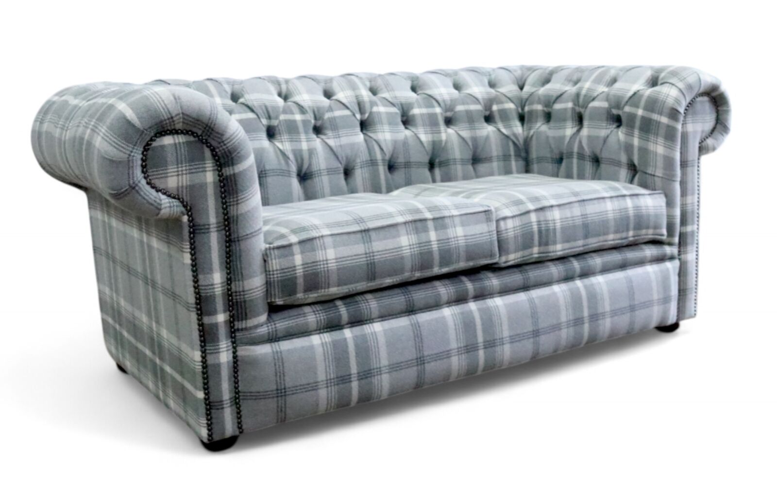 Product photograph of Chesterfield Tartan 2 Seater Sofa Balmoral Dove Grey Fabric from Designer Sofas 4U