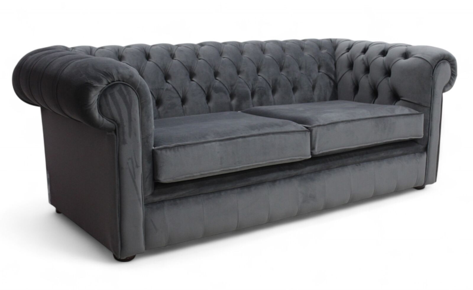 Product photograph of Chesterfield Thomas 3 Seater Settee Amalfi Anthracite Grey Velvet Sofa Offer from Designer Sofas 4U