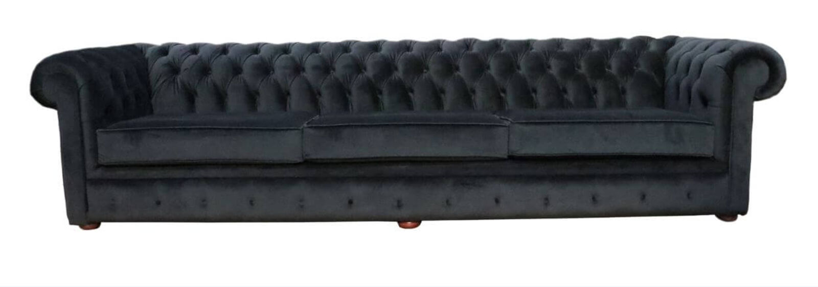 Product photograph of Chesterfield Thomas 5 Seater Settee Amalfi Black Velvet Fabric Sofa Offer from Designer Sofas 4U
