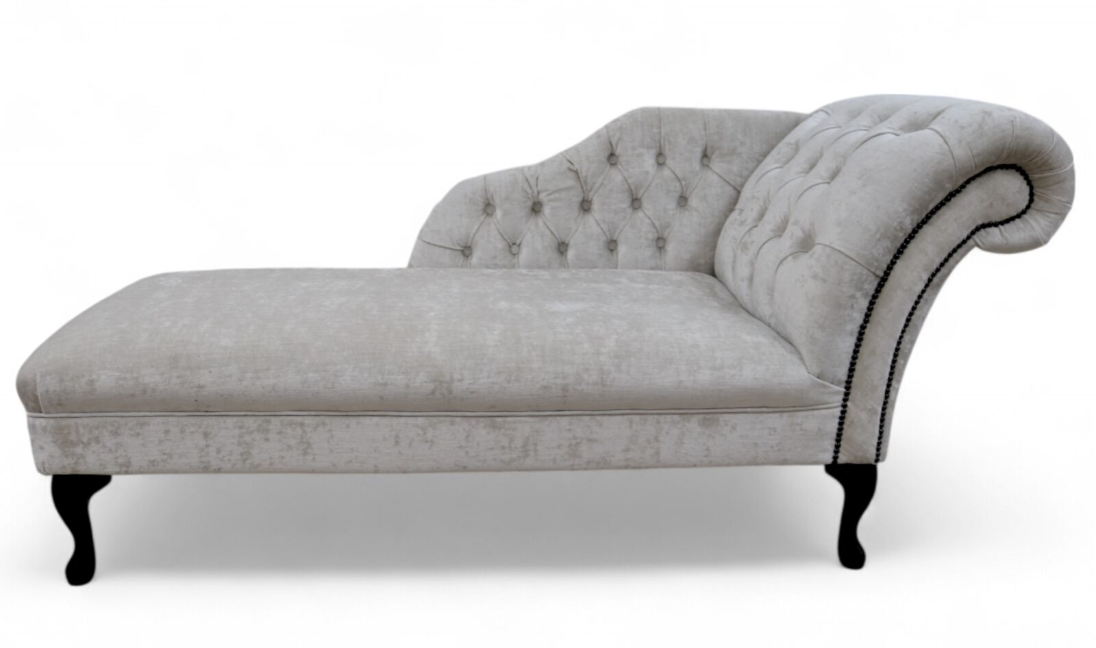 Product photograph of Chesterfield Velvet Chaise Lounge Day Bed Modena Ecru Velvet from Designer Sofas 4U