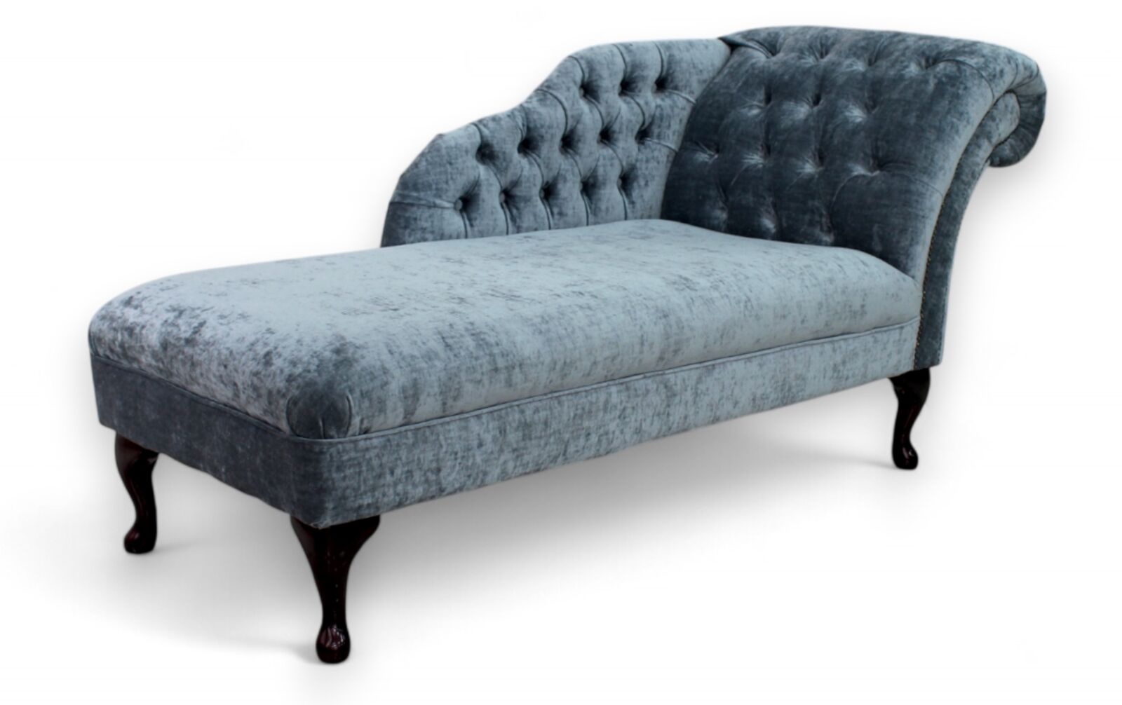 Product photograph of Chesterfield Velvet Chaise Lounge Day Bed Modena Slate Velvet from Designer Sofas 4U