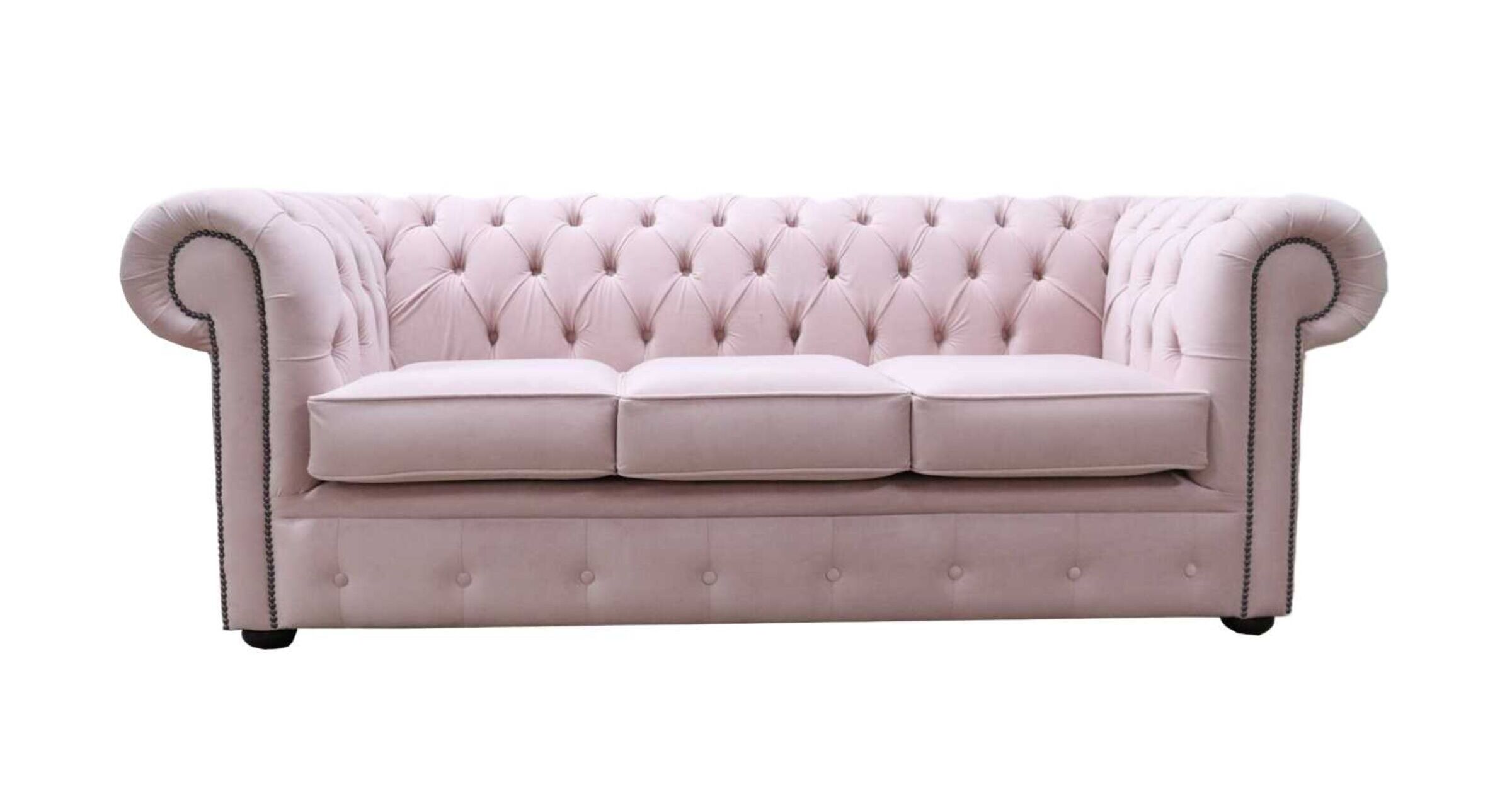 Buy Chesterfield Velvet Fabric Sofa Passion Powder Pink 3 Seater