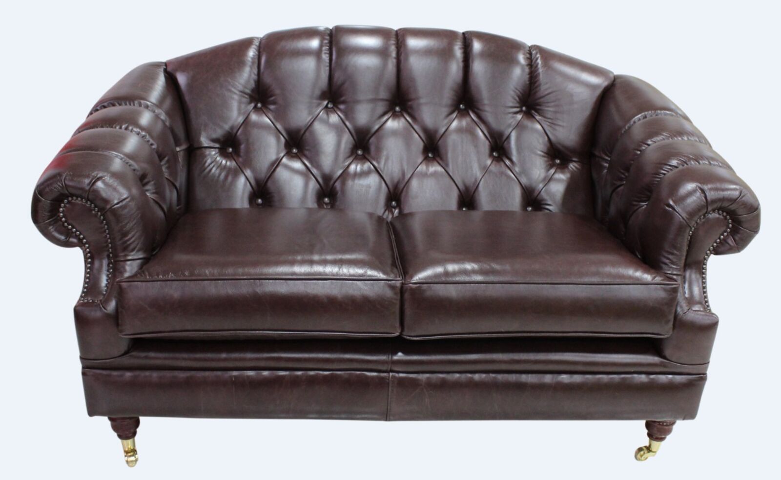 Product photograph of Chesterfield Victoria 2 Seater Leather Sofa Settee Old English Dark Brown Leather from Designer Sofas 4U
