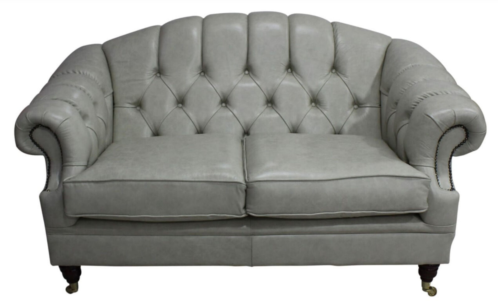 Product photograph of Victoria 2 Seater Chesterfield Leather Sofa Settee Stella Ice Leather from Designer Sofas 4U
