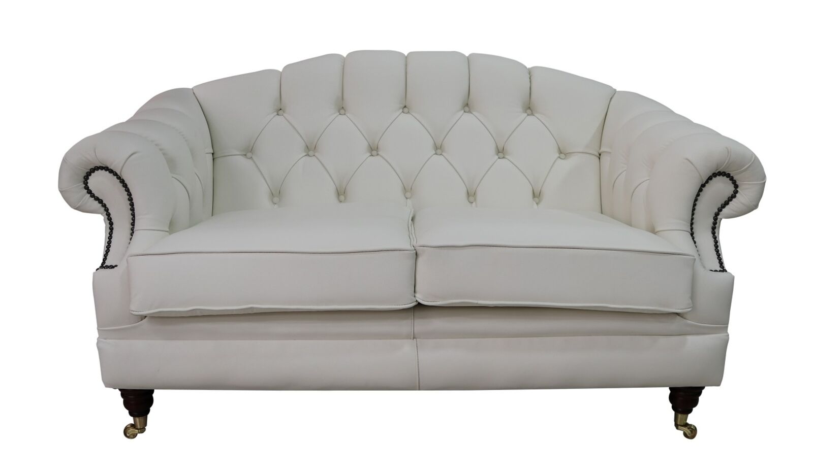 Product photograph of Chesterfield Victoria 2 Seater Leather Sofa Settee White Real Leather from Designer Sofas 4U