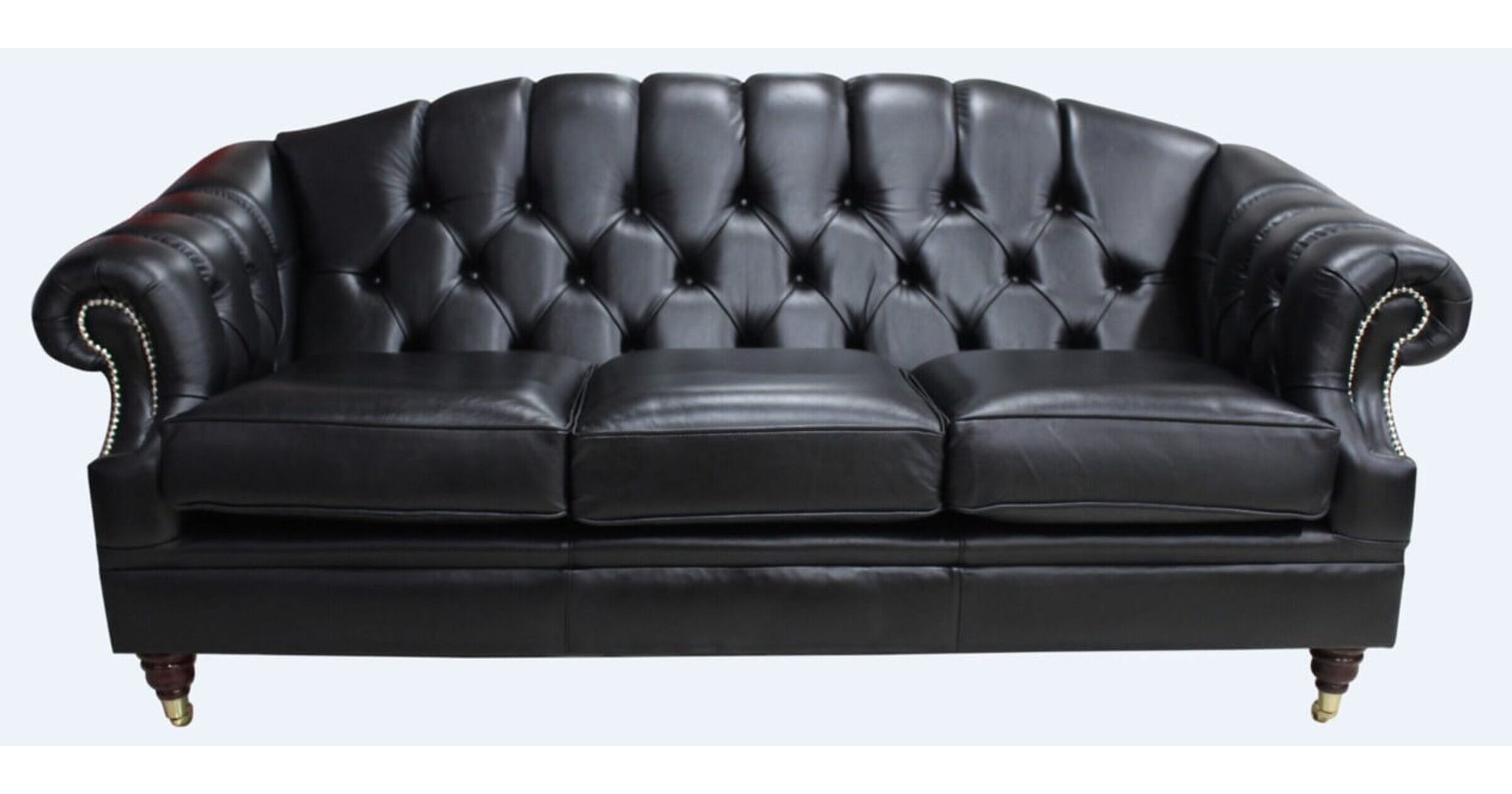 Black Victoria 3 Seater Chesterfield Sofa | DesignerSofas4U