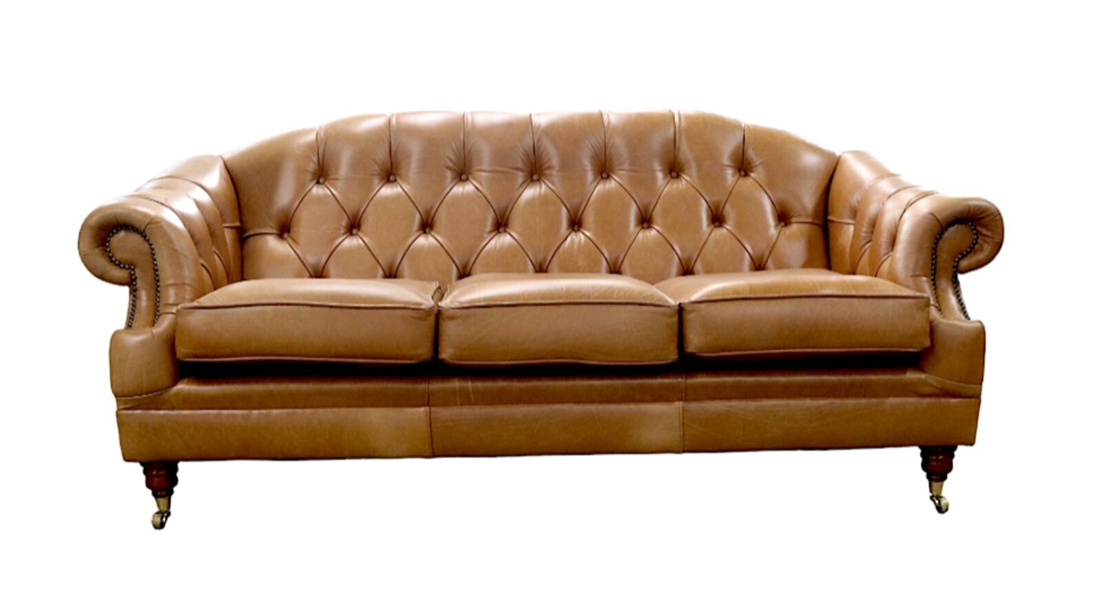 Product photograph of Victoria 3 Seater Chesterfield Leather Sofa Old English Tan Leather Stock from Designer Sofas 4U