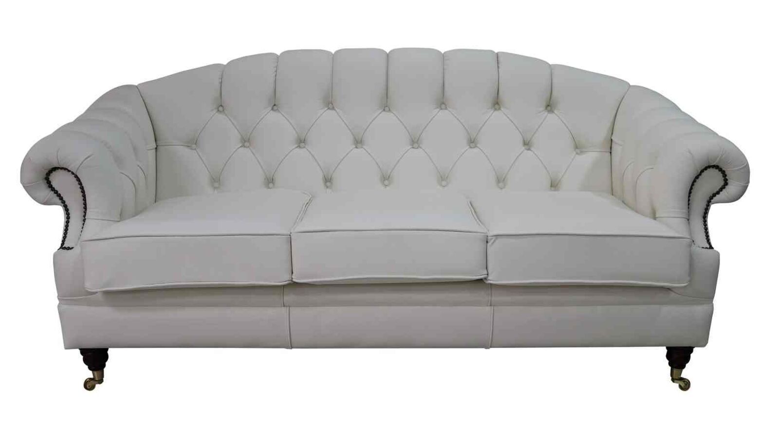 Product photograph of Chesterfield Victoria 3 Seater Leather Sofa Settee Shelly White Leather from Designer Sofas 4U