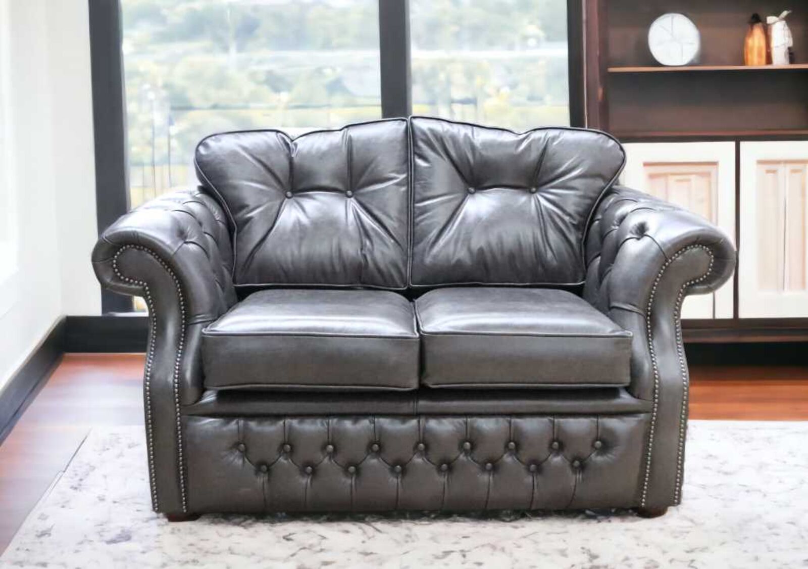 Product photograph of Chesterfield Era 2 Seater Sofa Old English Storm Leather from Designer Sofas 4U