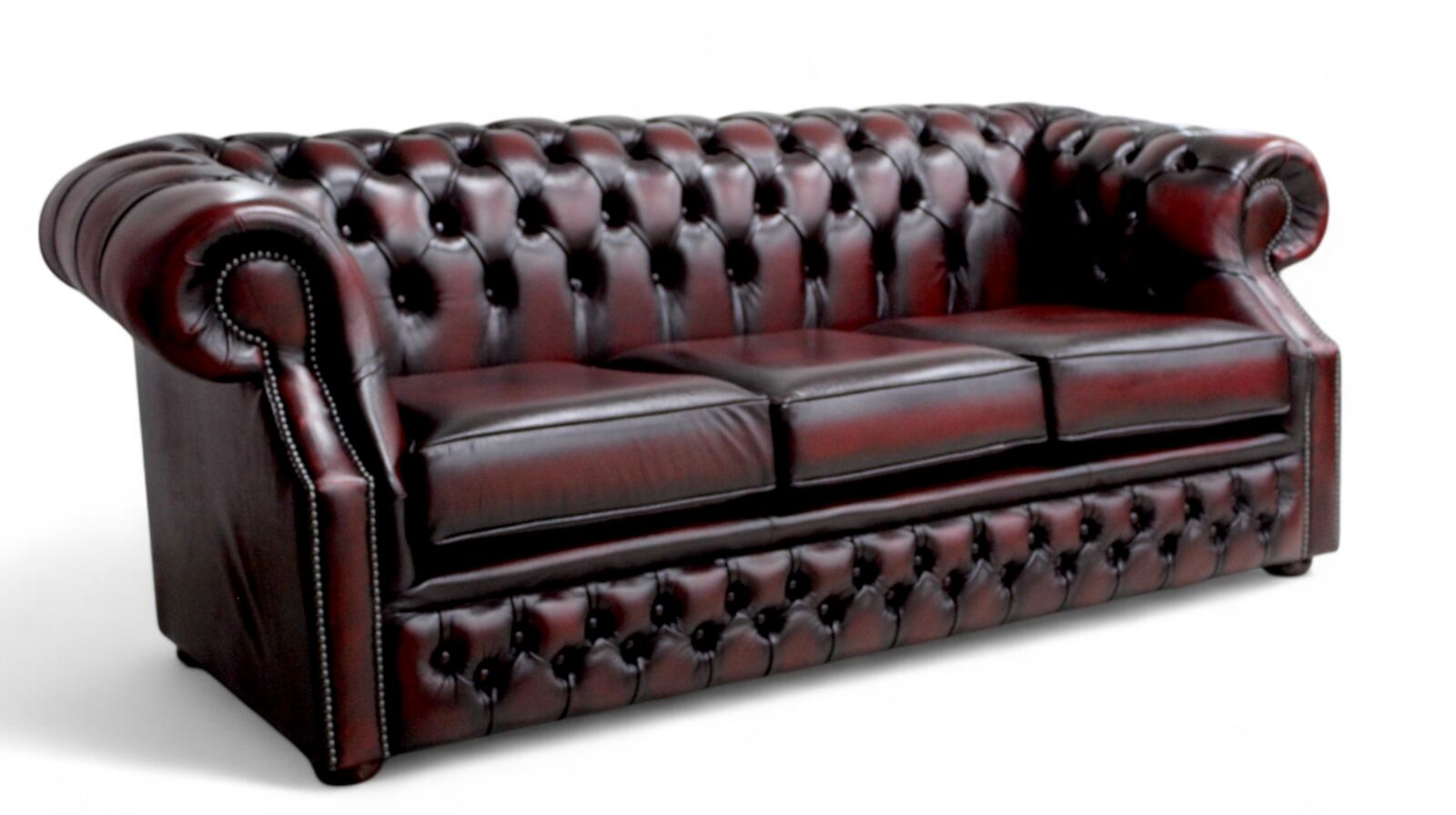 Product photograph of Graham Chesterfield 3 Seater Antique Oxblood Leather Sofa Settee Offer from Designer Sofas 4U