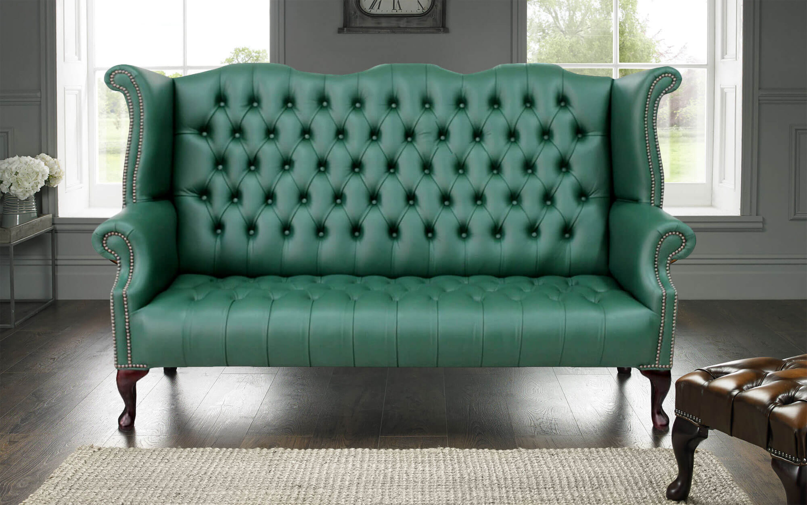 Emerald green on sale chesterfield sofa