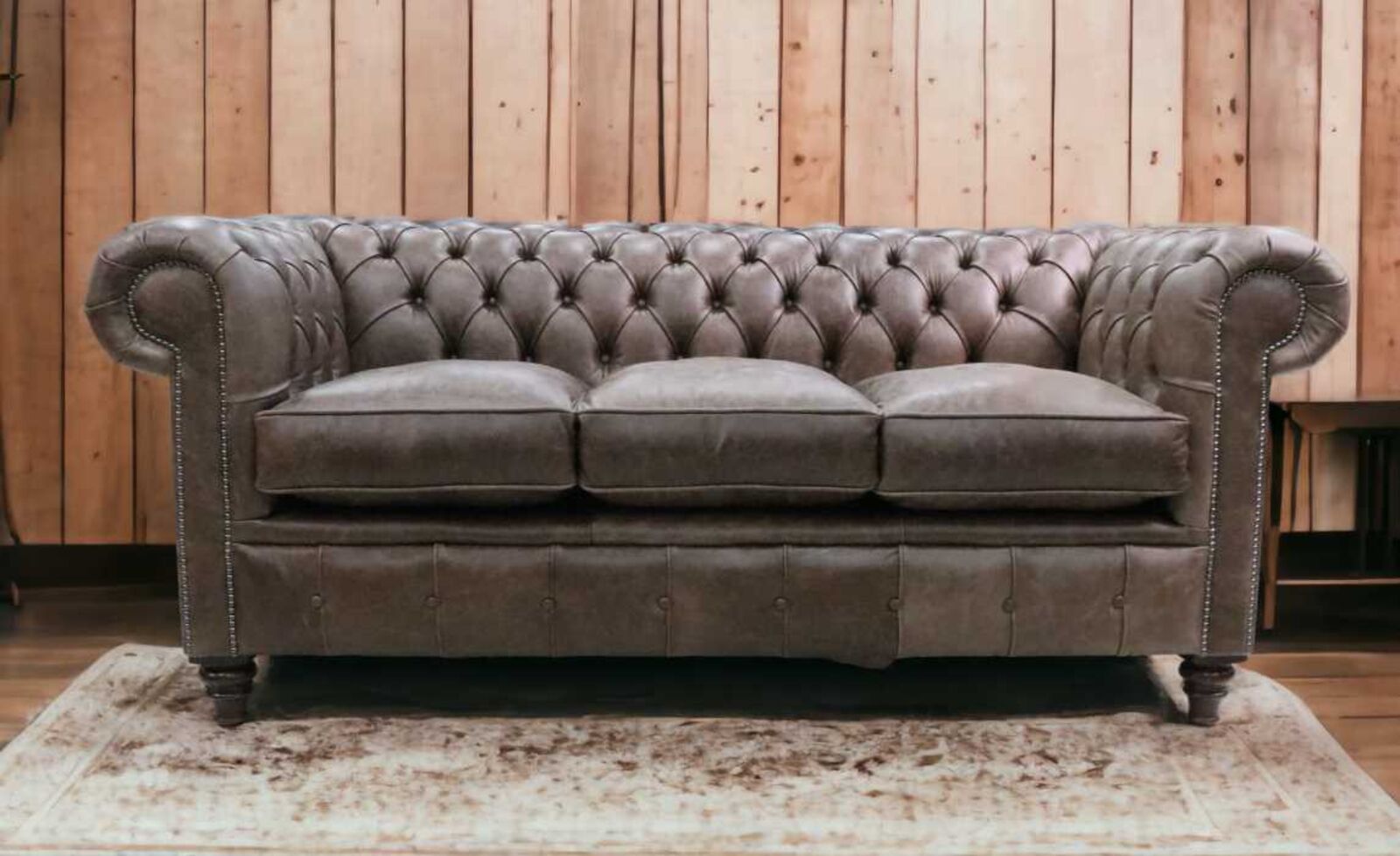 Product photograph of Chesterfield Historian 3 Seater Settee Cracked Wax Espresso Brown Leather Sofa from Designer Sofas 4U