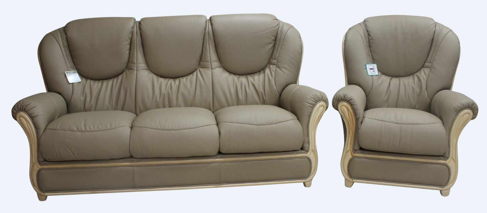 Product photograph of Juliet 3 Seater Armchair Genuine Italian Coffee Milk Leather Sofa Suite Offer from Designer Sofas 4U