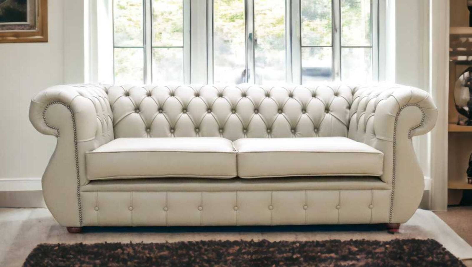 Product photograph of Chesterfield Kimberley 3 Seater Shelly Ash Leather Sofa Offer from Designer Sofas 4U