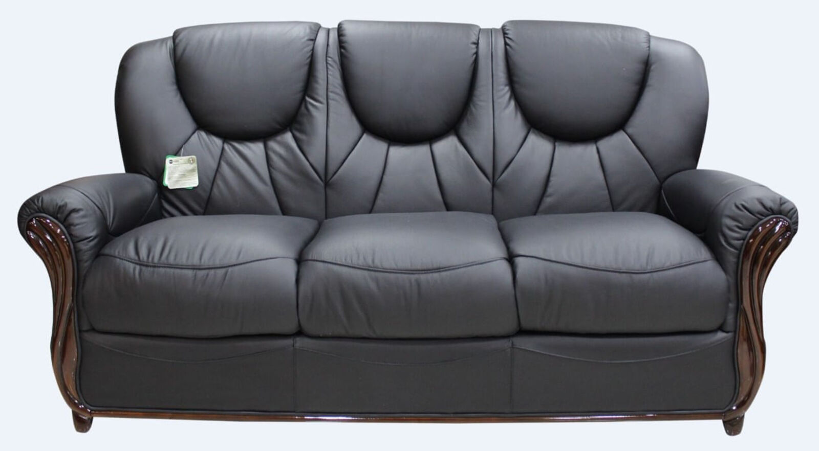 Product photograph of Lucca Genuine Italian Leather 3 Seater Sofa Settee Black from Designer Sofas 4U