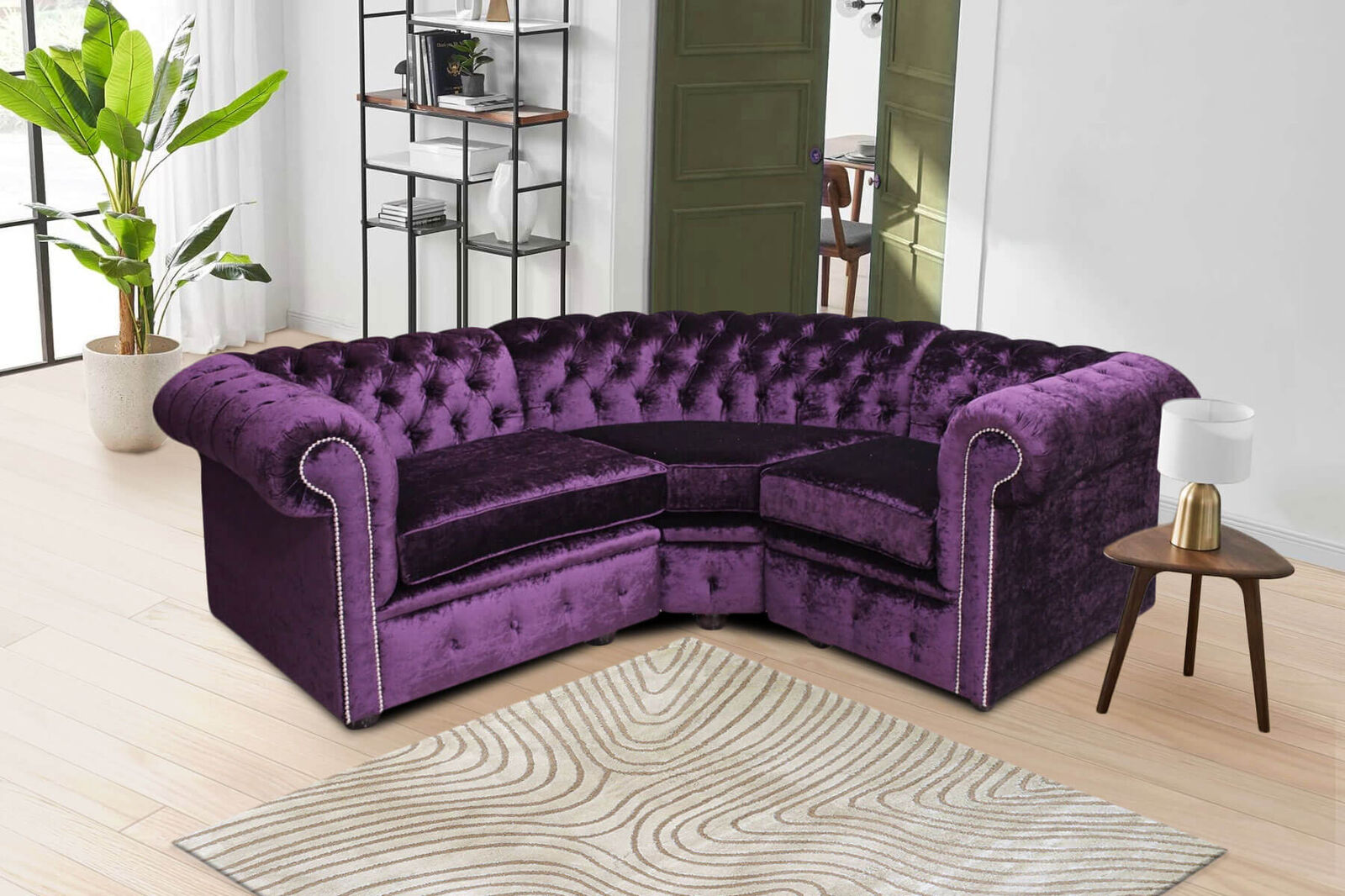 Product photograph of Made To Measure Chesterfield Sofa Purple Fabric Corner Sofa Designersofas4u from Designer Sofas 4U