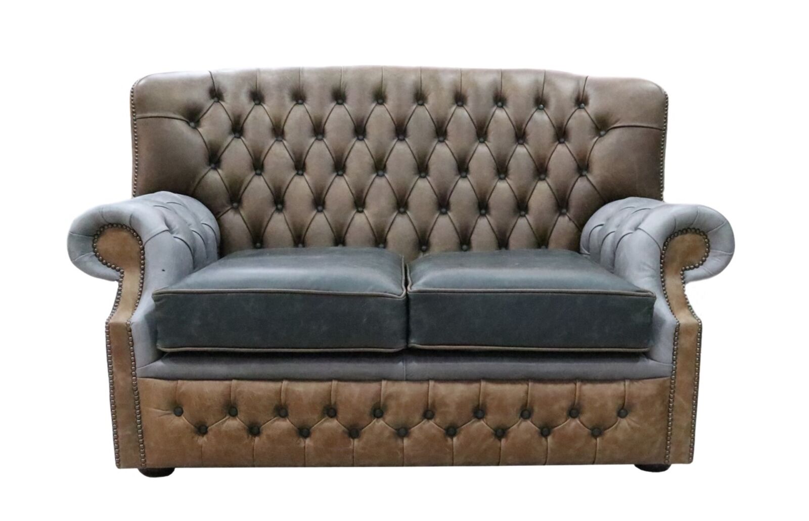 Product photograph of Monks Chesterfield Patchwork 2 Seater Vintage Cracked Wax Leather Sofa Offer from Designer Sofas 4U