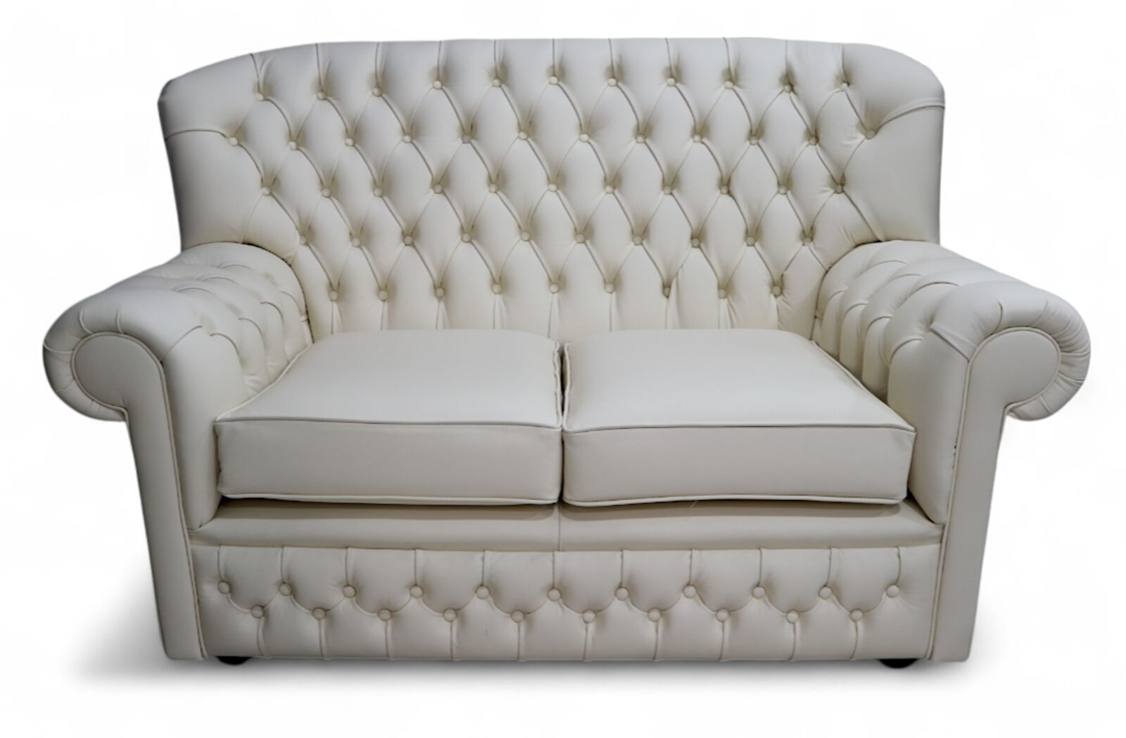 Product photograph of Monks Thomas Chesterfield 2 Seater Cottonseed Cream Leather Sofa Offer from Designer Sofas 4U