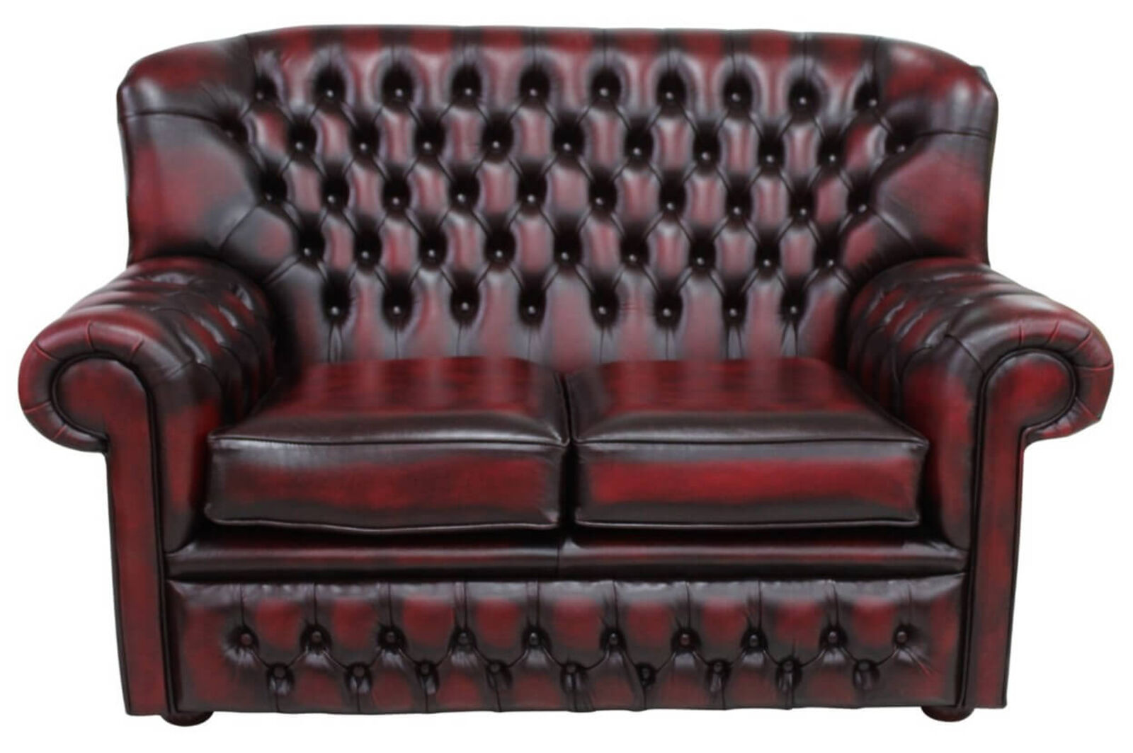 Product photograph of Monks Thomas Chesterfield 2 Seater Antique Oxblood Leather Sofa Offer from Designer Sofas 4U