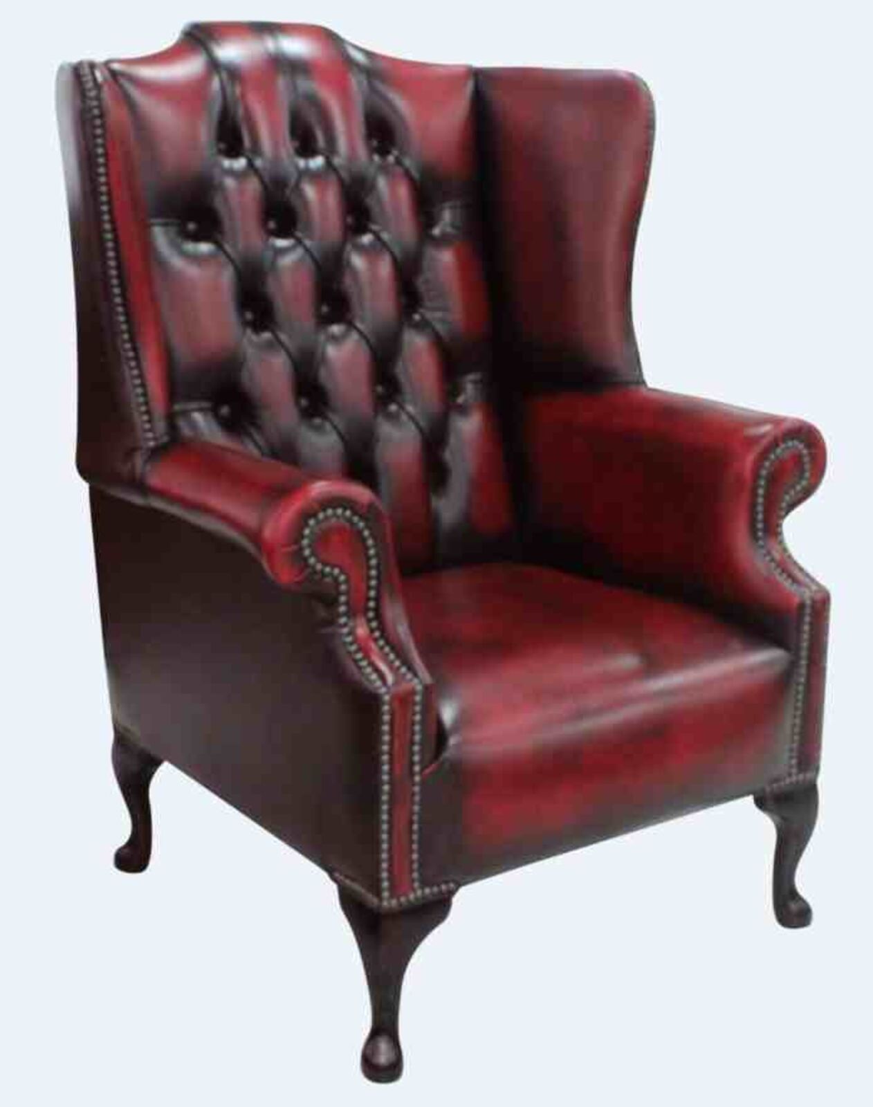 Product photograph of Chesterfield 1780 High Back Wing Chair Antique Oxblood Leather from Designer Sofas 4U