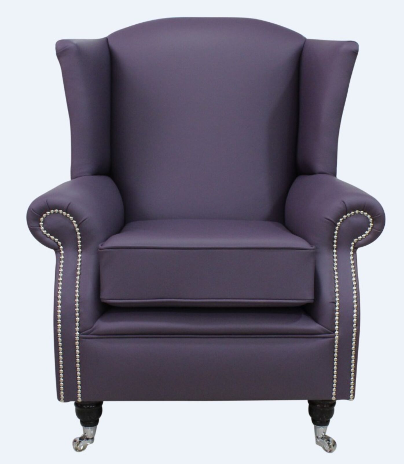 Product photograph of Southwold Wing Chair Fireside High Back Leather Armchair Amethyst Purple Leather from Designer Sofas 4U
