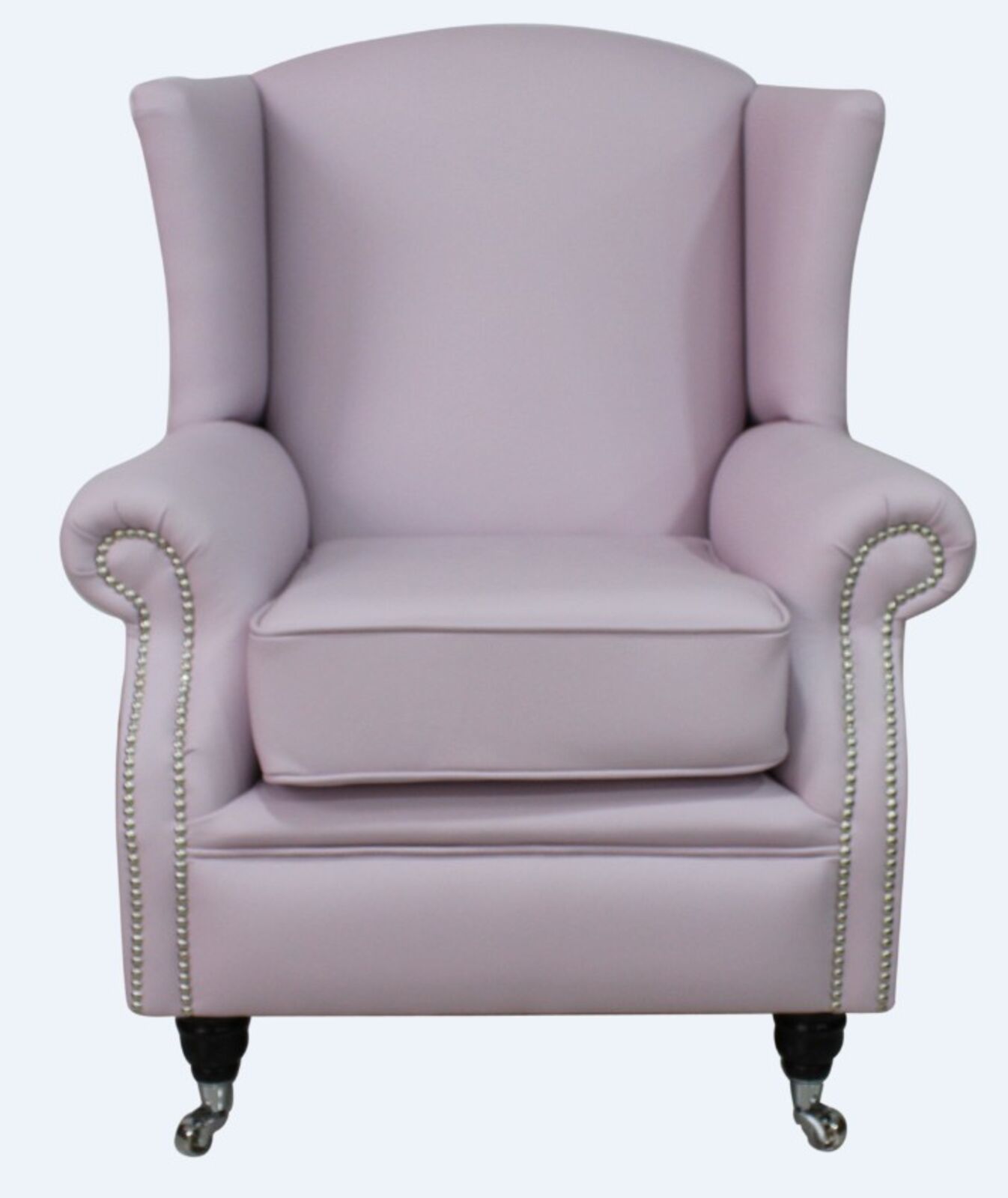 Product photograph of Southwold Wing Chair Fireside High Back Leather Armchair Blossom Pink Leather from Designer Sofas 4U