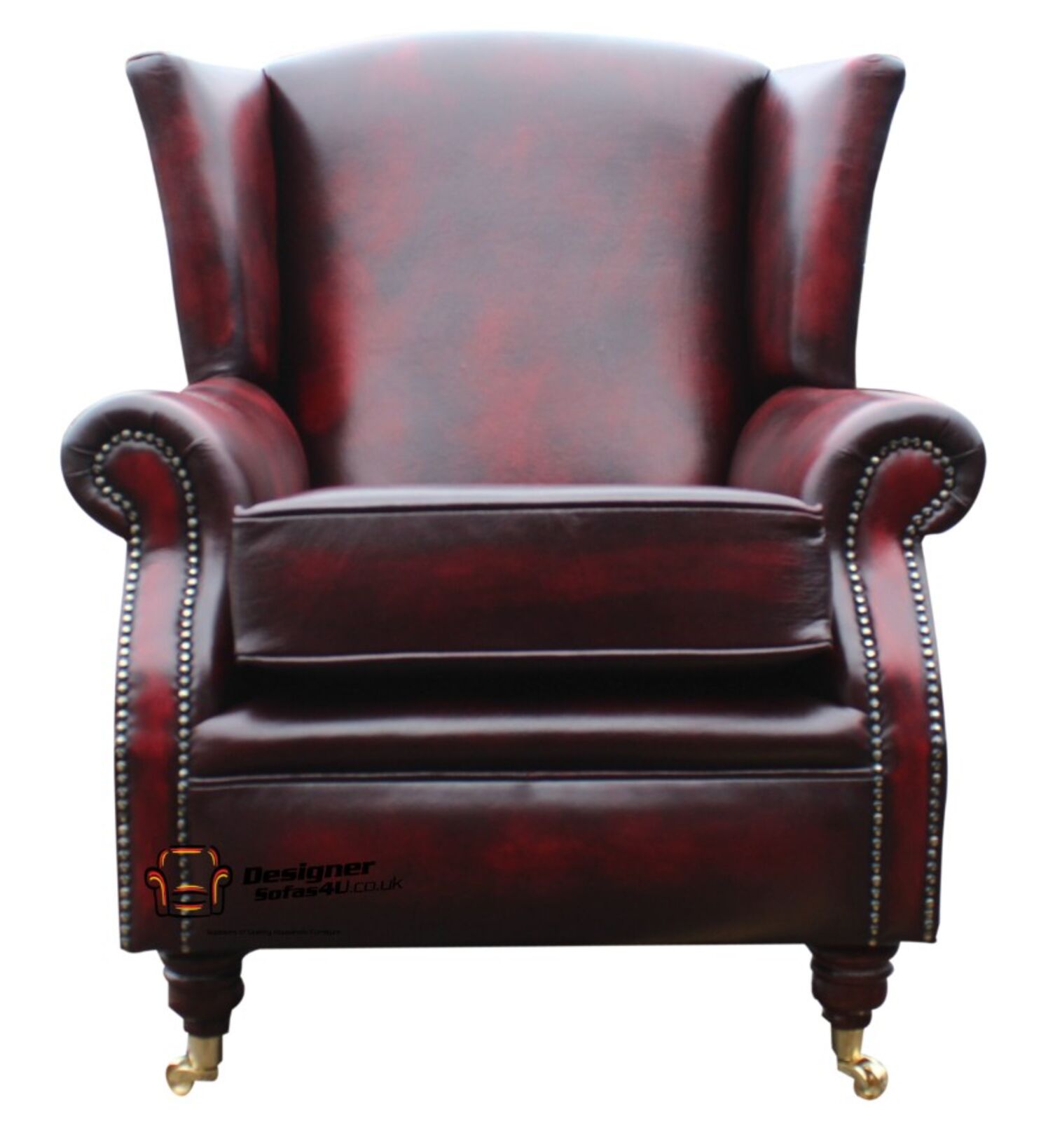 Product photograph of Southwold Chesterfield Wing Chair Fireside High Back Leather Armchair Antique Oxblood Leather from Designer Sofas 4U