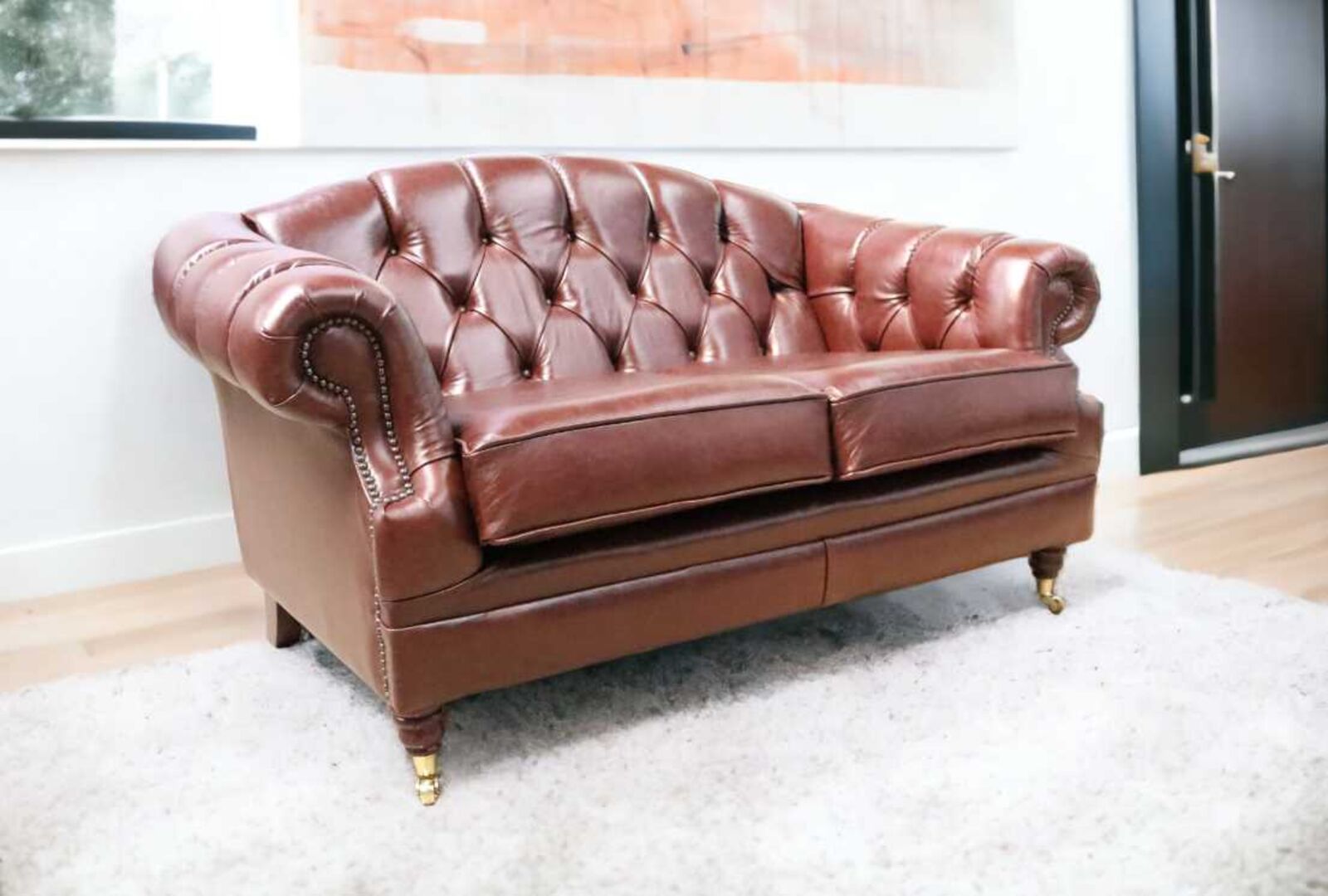 Product photograph of Chesterfield Victoria 2 Seater Leather Sofa Settee Old English Hazel from Designer Sofas 4U