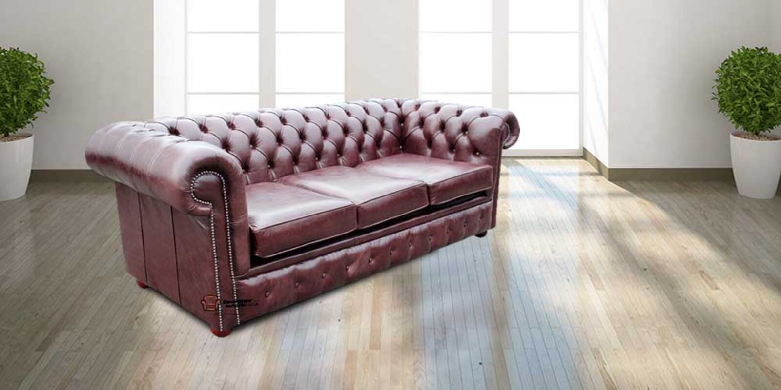 Product photograph of Best Pull Out Sofa Bed In Old English Red Brown Leather Chesterfield 3 Seater from Designer Sofas 4U