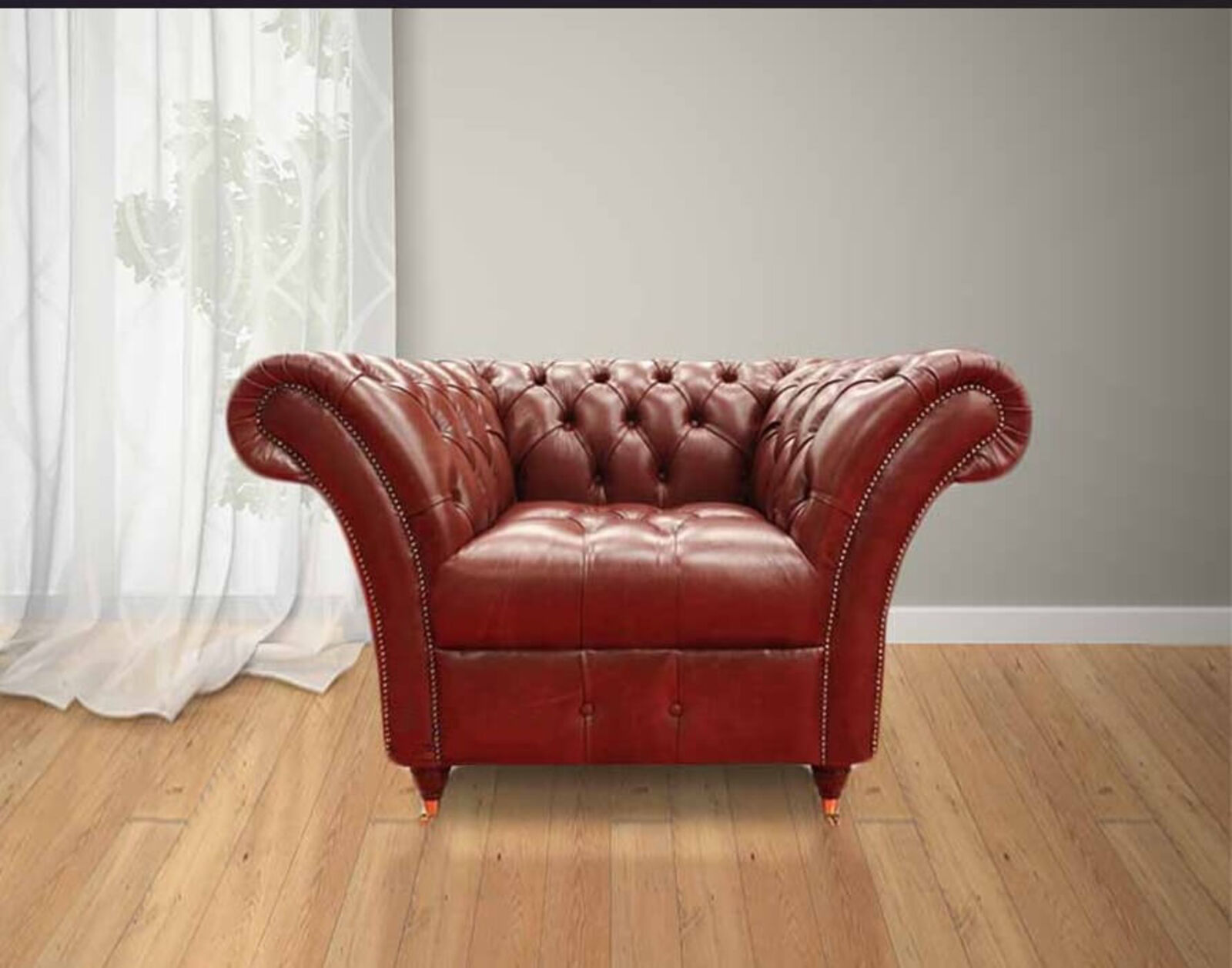 Product photograph of The Graduate Chesterfield Buttoned Base Vintage Leather Armchair Old English Aniline Chestnut Leather from Designer Sofas 4U