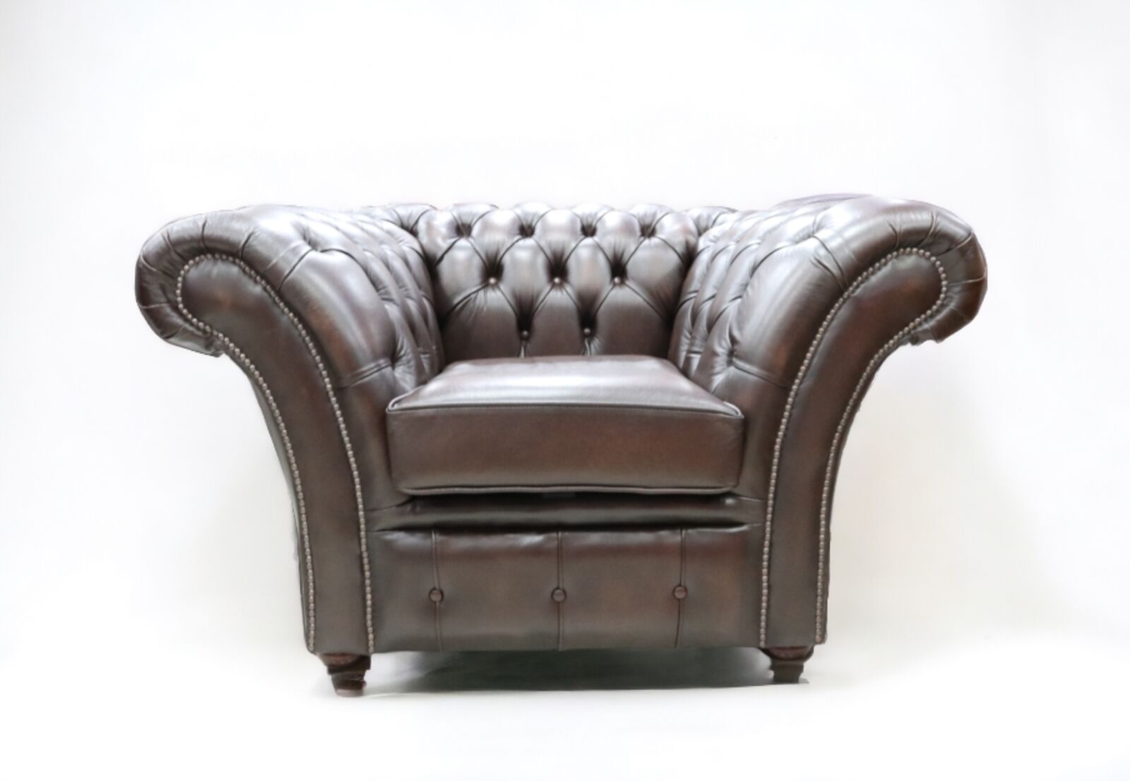Product photograph of Chesterfield Balmoral Club Chair Antique Brown Leather from Designer Sofas 4U