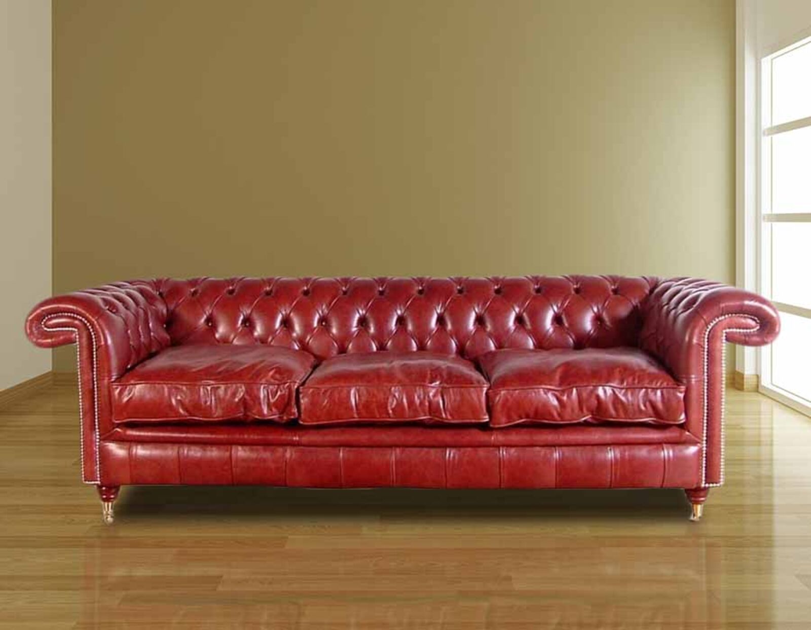 Product photograph of Chesterfield Burlington 3 Seater Leather Sofa Uk Manufactured from Designer Sofas 4U