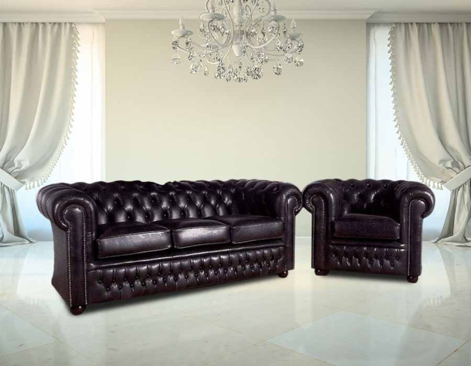 Product photograph of Chesterfield Egerton Classic Sofa 3 1 Club Chair Suite Amp Hellip from Designer Sofas 4U