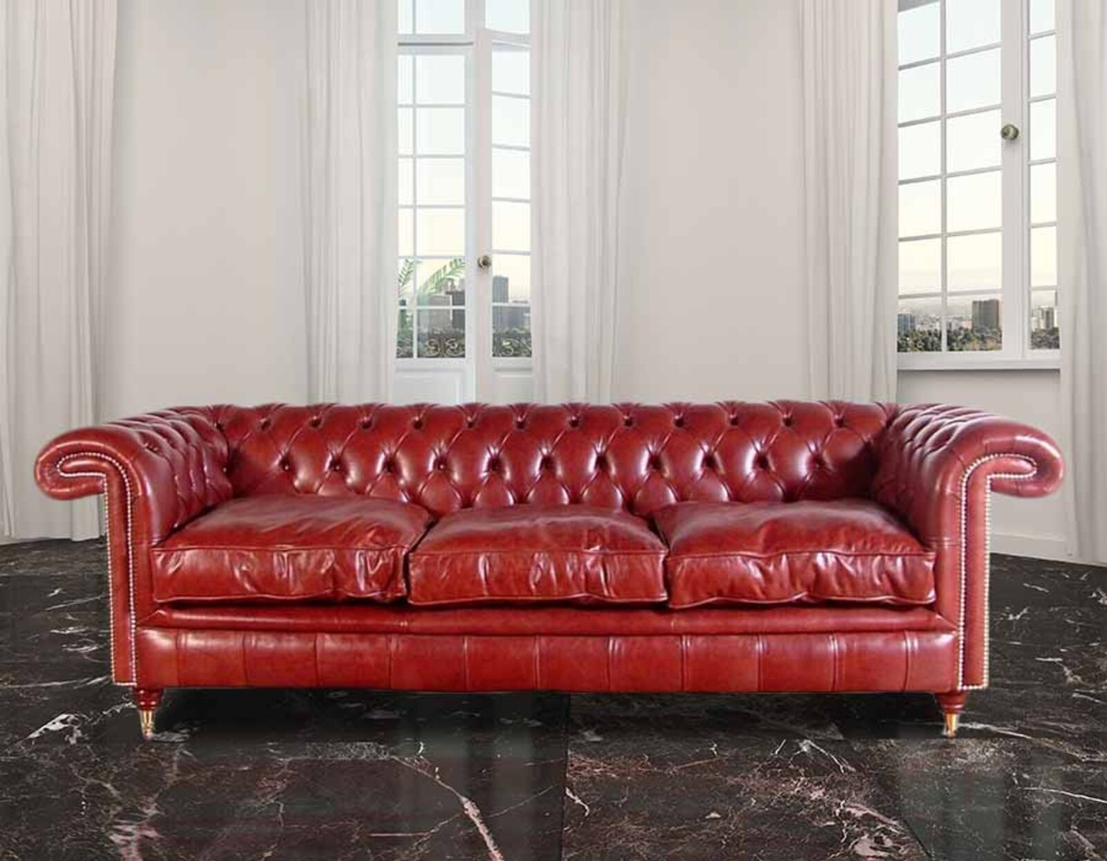 Product photograph of Chesterfield Rochester 3 Seater Leather Sofa Uk Manufactured from Designer Sofas 4U