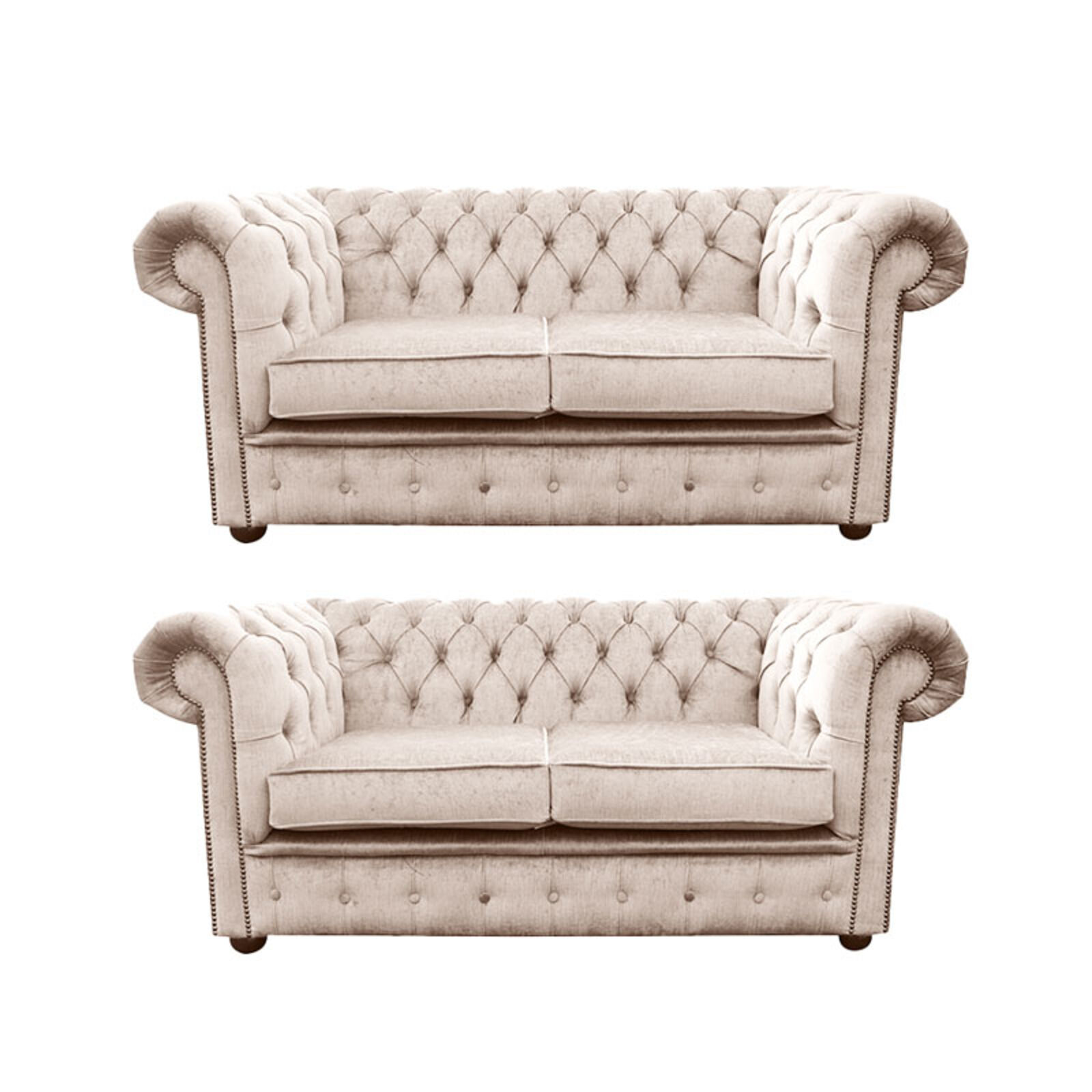 Product photograph of Chesterfield 2 Seater 2 Seater Settee Harmony Ivory Velvet Sofa Suite Offer from Designer Sofas 4U