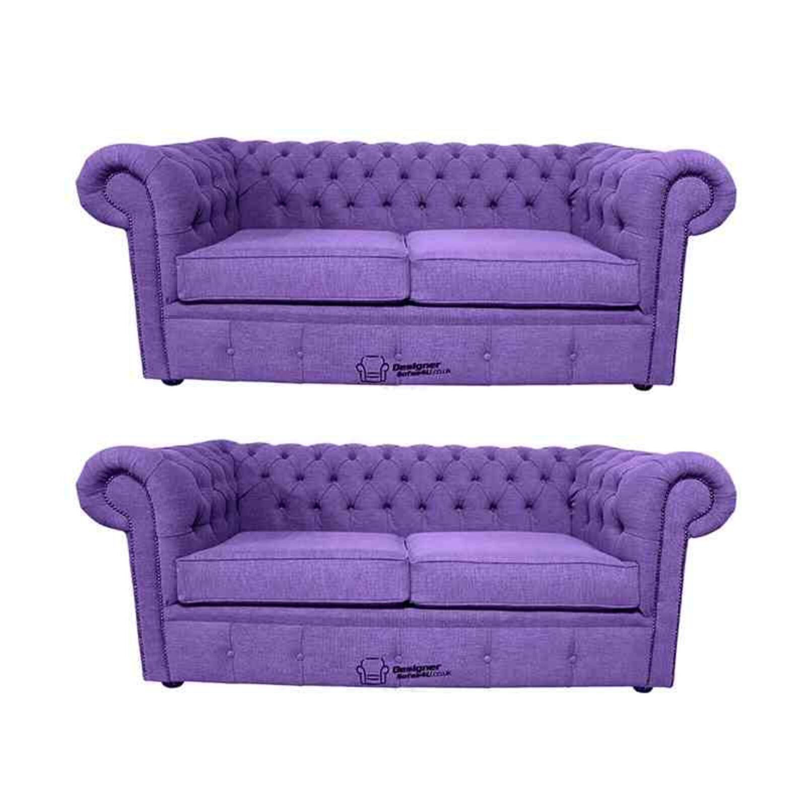 Product photograph of Chesterfield 2 Seater 2 Seater Settee Verity Purple Fabric Sofa Suite Offer from Designer Sofas 4U