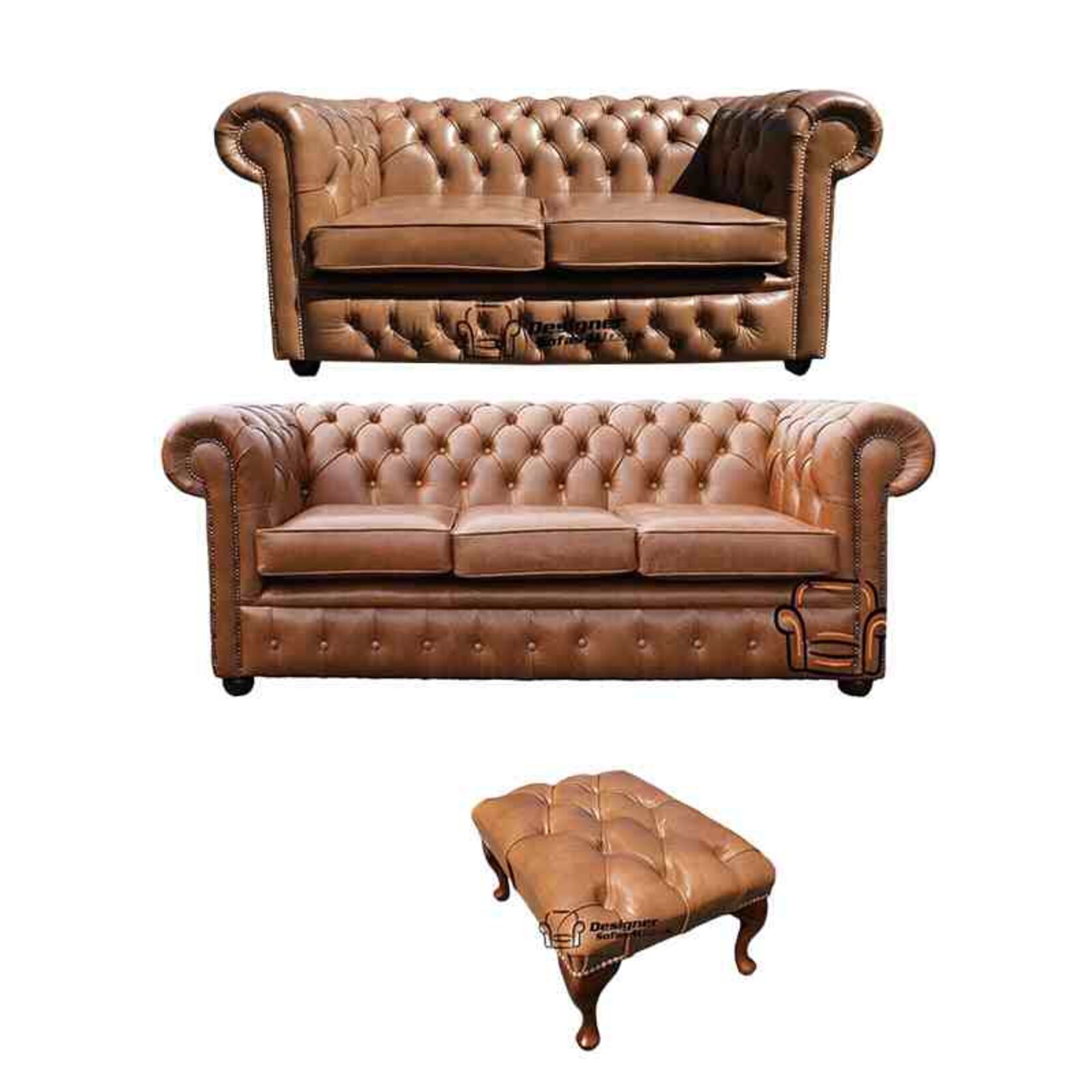 Product photograph of Chesterfield 3 2 Footstool Leather Sofa Offer Antique Amp Hellip from Designer Sofas 4U