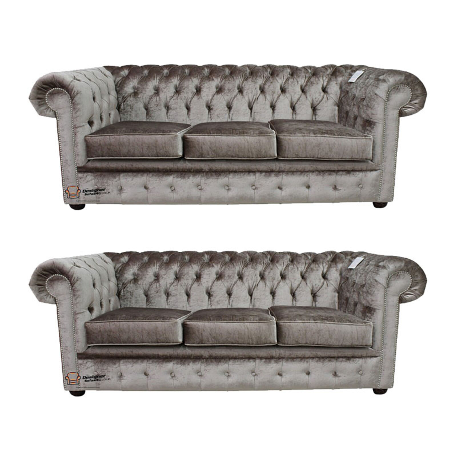 Product photograph of Chesterfield 3 Seater 3 Seater Sofa Boutique Beige Velvet Sofa Suite Offer from Designer Sofas 4U