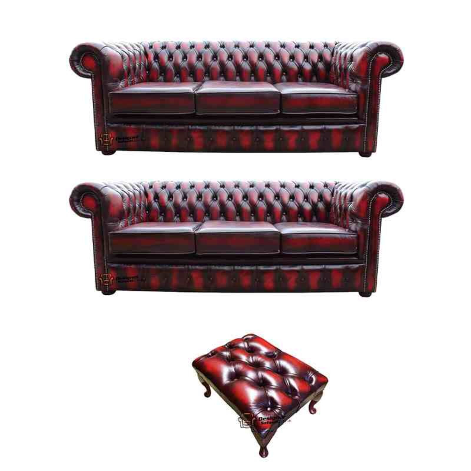 Product photograph of Chesterfield 3 3 Footstool Leather Sofa Offer Antique Amp Hellip from Designer Sofas 4U