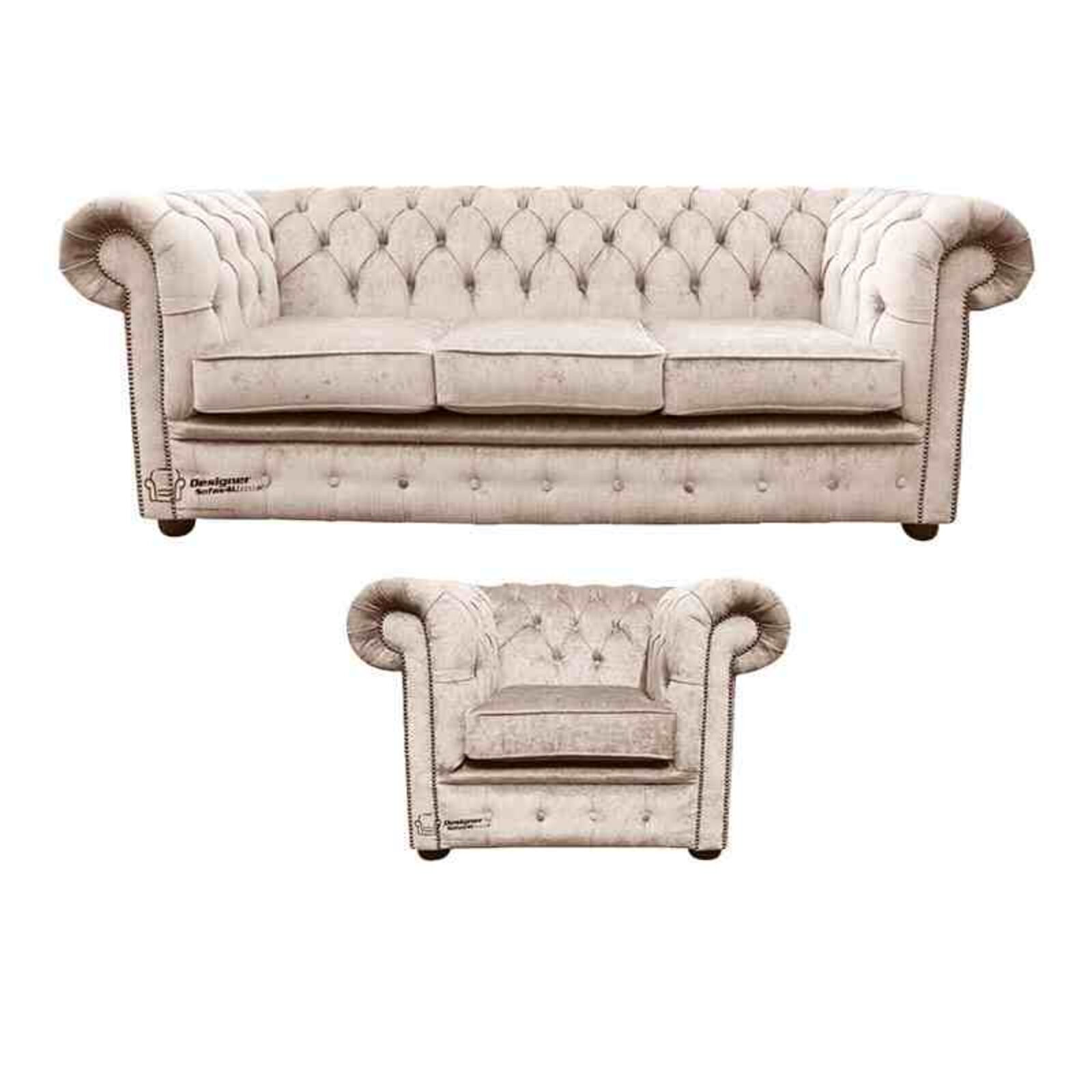 Product photograph of Chesterfield 3 Seater Club Chair Verity Purple Fabric Sofa Suite Offer from Designer Sofas 4U