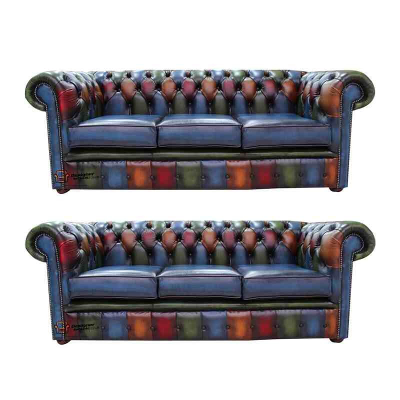Product photograph of Chesterfield Patchwork Antique 3 Seater 3 Seater Leather Sofa Offer from Designer Sofas 4U