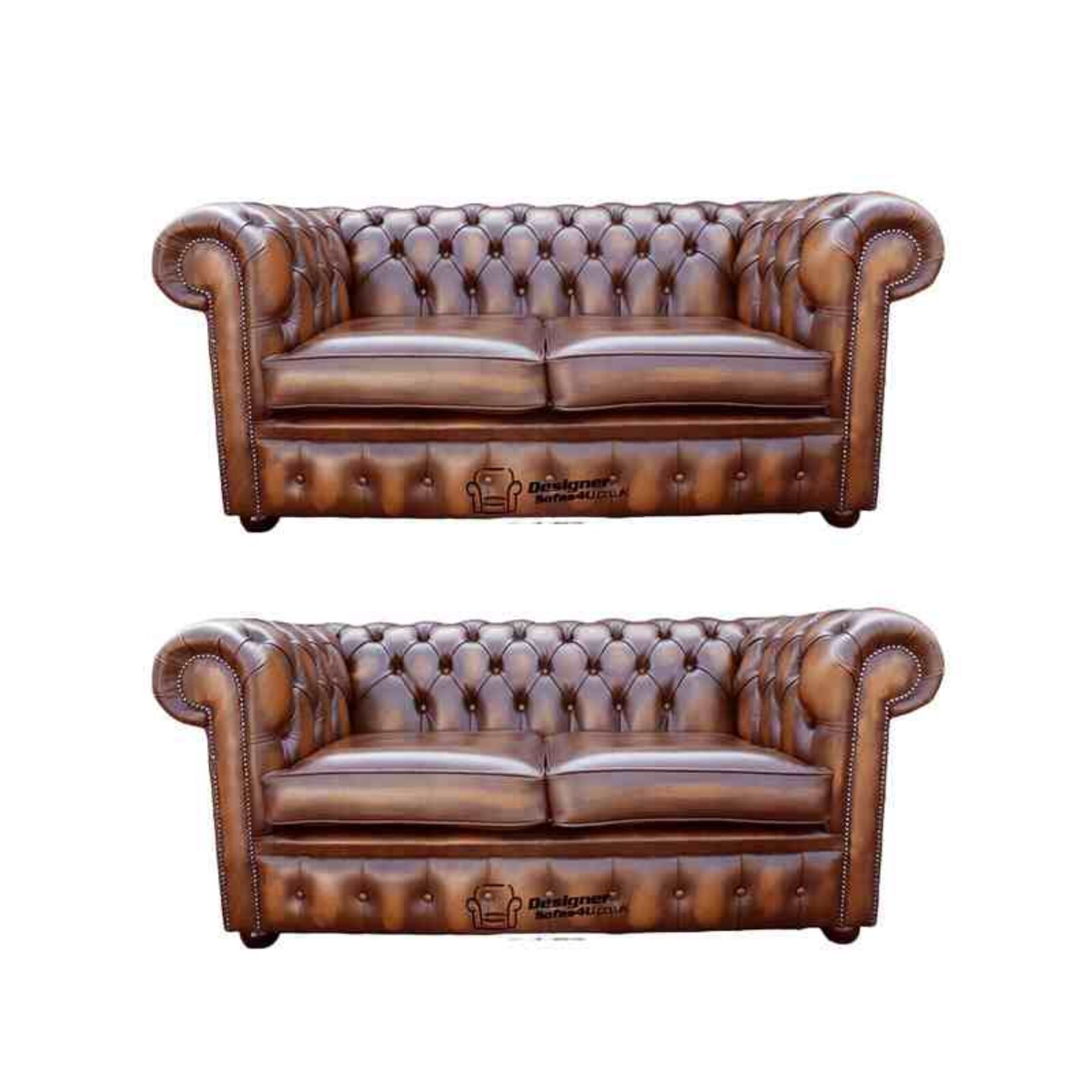 Product photograph of Chesterfield 2 2 Leather Sofa Offer Antique Tan from Designer Sofas 4U