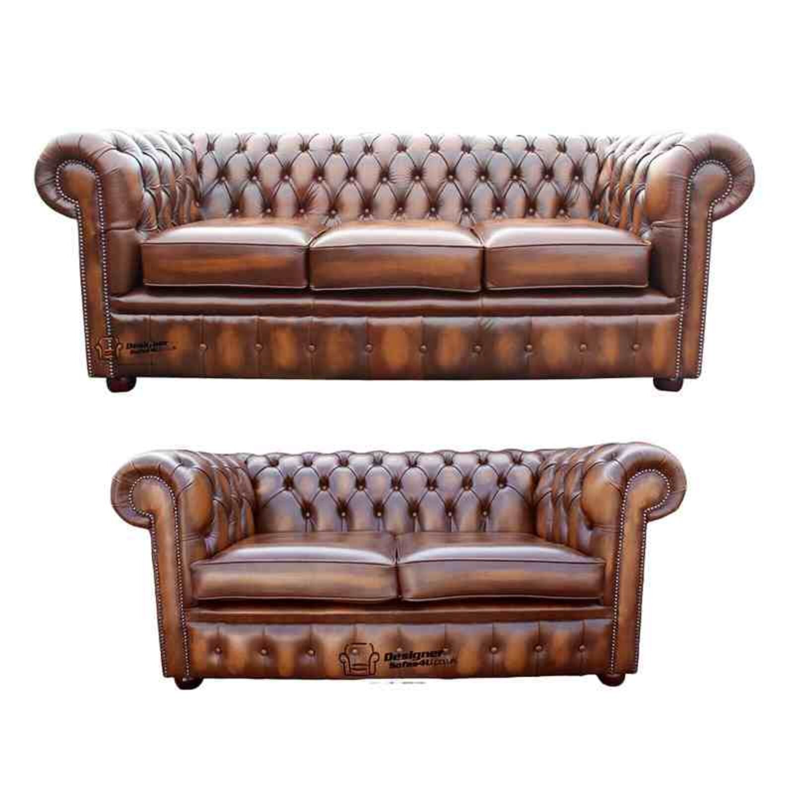 Product photograph of Chesterfield 3 2 Leather Sofa Offer Antique Tan from Designer Sofas 4U