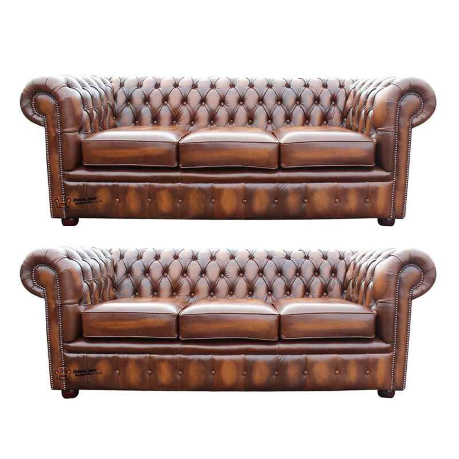Product photograph of Chesterfield 3 3 Leather Sofa Offer Antique Tan from Designer Sofas 4U