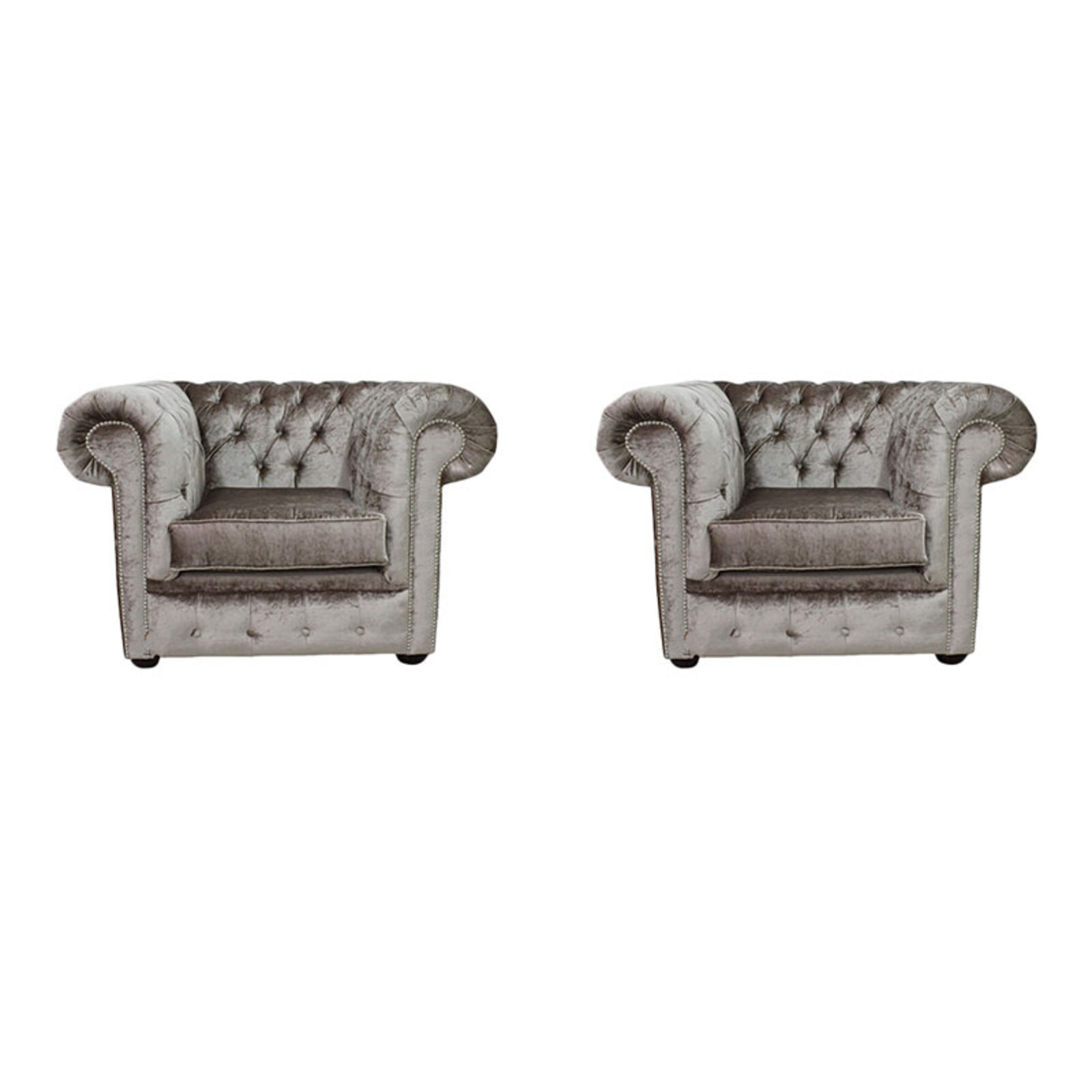 Product photograph of Chesterfield 2 X Club Chairs Boutique Beige Velvet Sofa Suite Offer from Designer Sofas 4U